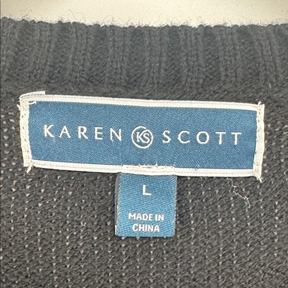 Karen Scott Patchwork Reindeer Sweater Crewneck Size Large - Picture 3 of 8